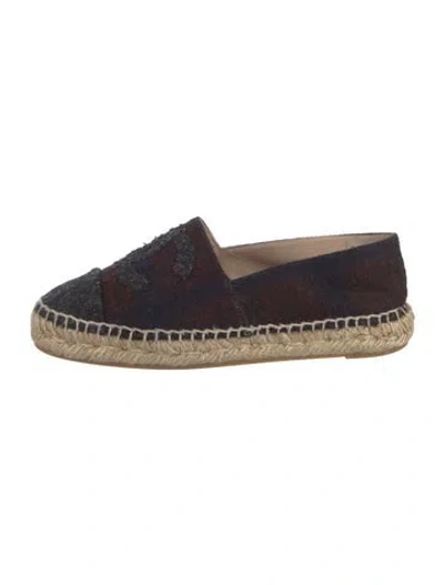 Pre-owned Chanel Interlocking Cc Logo Wool Espadrilles In Blue