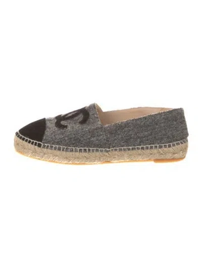 Pre-owned Chanel Interlocking Cc Logo Wool Espadrilles In Gray