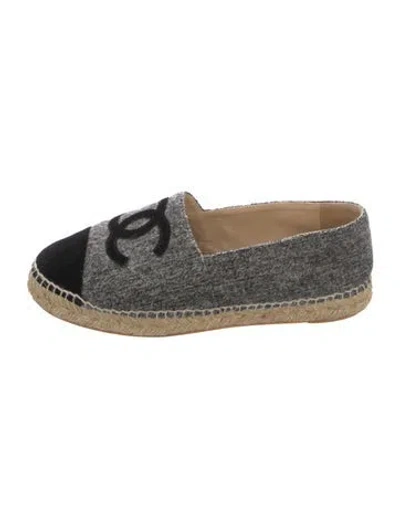 Pre-owned Chanel Interlocking Cc Logo Wool Espadrilles In Gray