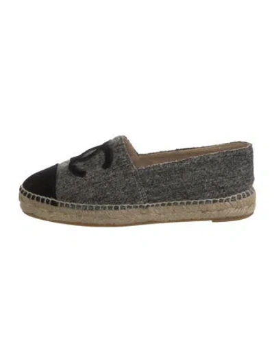 Pre-owned Chanel Interlocking Cc Logo Wool Espadrilles In Gray