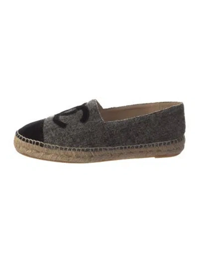 Pre-owned Chanel Interlocking Cc Logo Wool Espadrilles In Grey