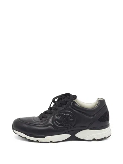 Pre-owned Chanel Interlocking Cc Low-top Sneakers In Black