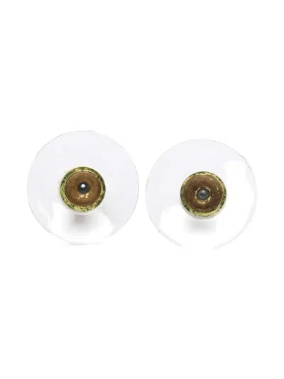 Pre-owned Chanel Interlocking Cc Rhinestone-embellished Earrings In Yellow