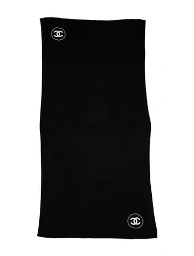 Pre-owned Chanel Interlocking Cc Scarf Cashmere Scarf In Black