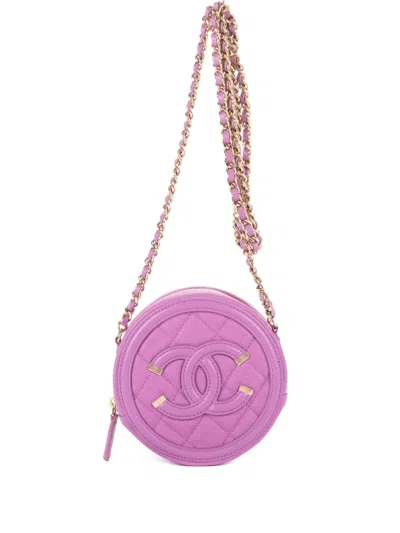 Pre-owned Chanel Interlocking Cc Shoulder Bag In Purple