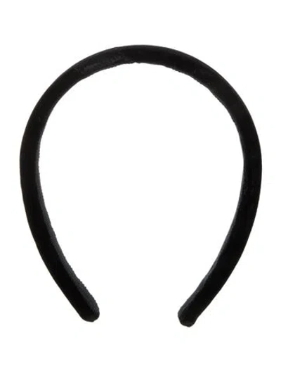 Pre-owned Chanel Interlocking Cc Velvet Headband In Black
