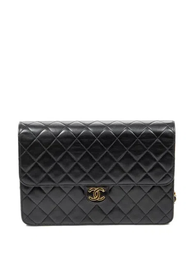 Pre-owned Chanel Interlocking Cc-logo Shoulder Bag In Black