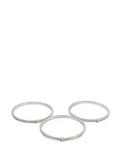 Pre-owned Chanel Interlocking-cc Bangles (set Of Three) In Silver