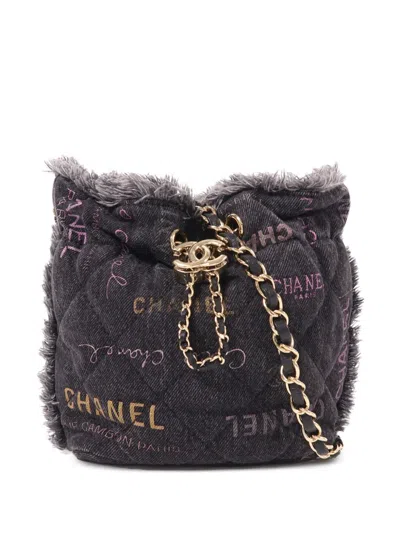 Pre-owned Chanel Interlocking-cc Bucket Bag In Black
