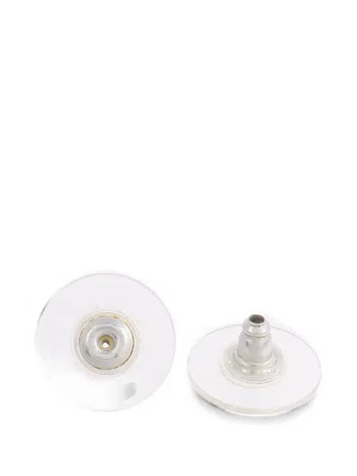 Pre-owned Chanel Interlocking-cc Earrings In Silver