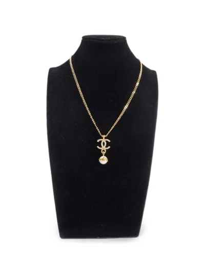 Pre-owned Chanel Interlocking-cc Necklace In Gold