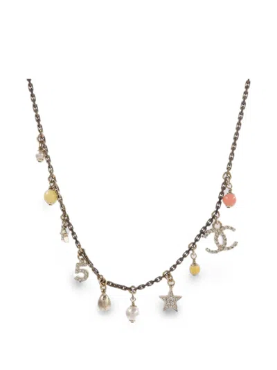Pre-owned Chanel Interlocking-cc Necklace In Gold