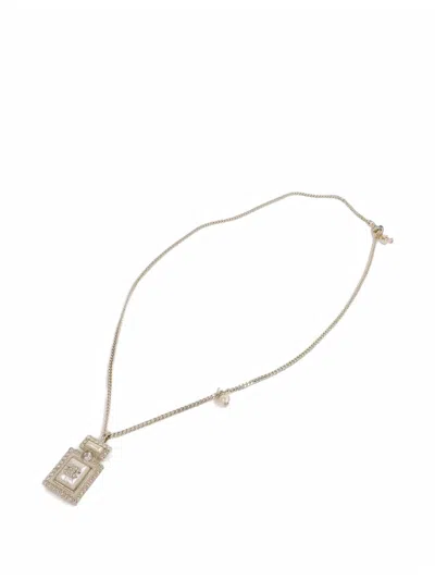 Pre-owned Chanel Interlocking-cc Necklace In Gold