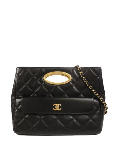 Pre-owned Chanel Interlocking-cc Shoulder Bag In Black