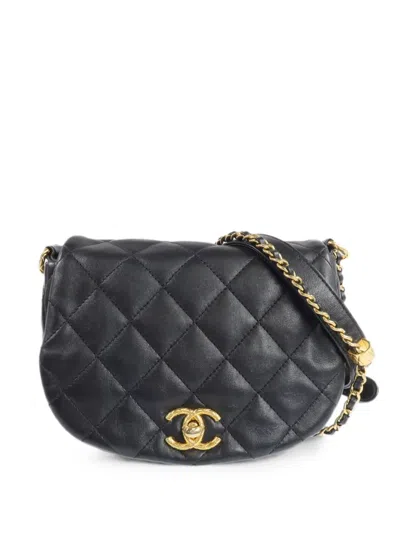 Pre-owned Chanel Interlocking-cc Shoulder Bag In Black