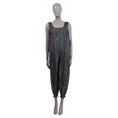 Pre-owned Chanel Iridescent 2016 16c Seoul Floral Lace Drop Crotch Jumpsuit M In Black