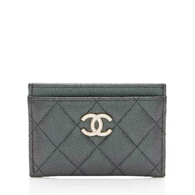 Pre-owned Chanel Iridescent Caviar Leather Cc Card Holder In Multi