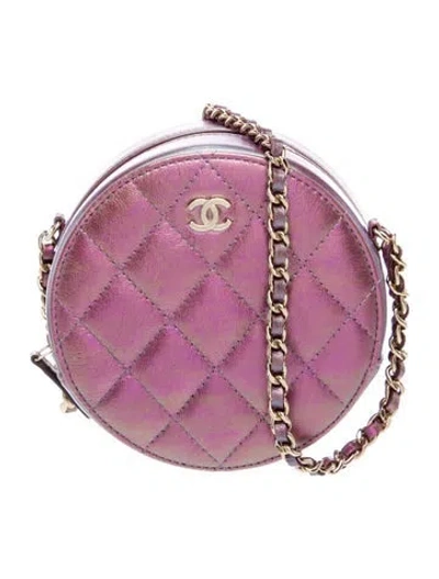 Pre-owned Chanel Iridescent Round Clutch W/chain
