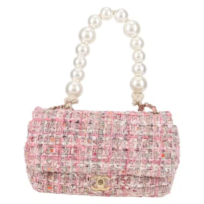 Pre-owned Chanel Ivory Bag Velvet Shoulder Bag () In Pink