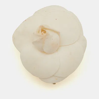 Pre-owned Chanel Ivory Camellia Flower Pin Brooch In White