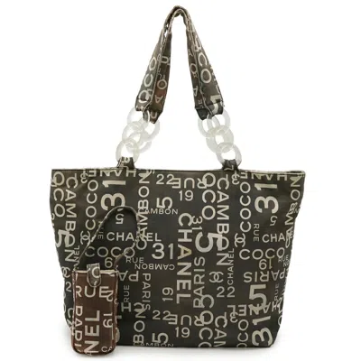 Pre-owned Chanel Ivory Canvas Plastic Tote Bag () In Multi