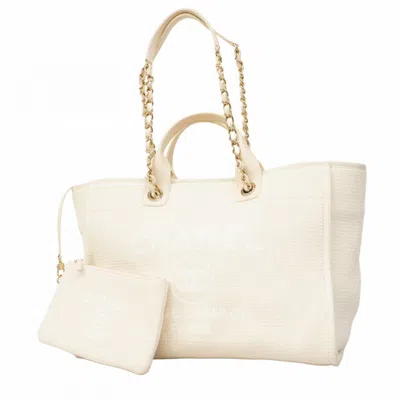 Pre-owned Chanel Ivory Canvas Tote Bag ()