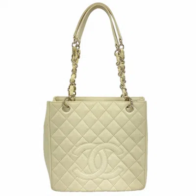 Pre-owned Chanel Ivory Grained Calfskin Tote Bag ()