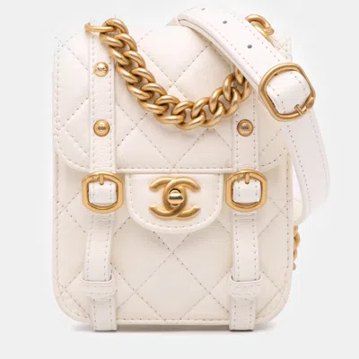 Pre-owned Chanel Cream Mini Aged Calfskin City School Flap