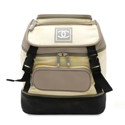 Pre-owned Chanel Ivory Nylon Rubber Leather Backpack () In Multi