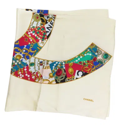 Pre-owned Chanel Ivory Silk Scarf () In Multi