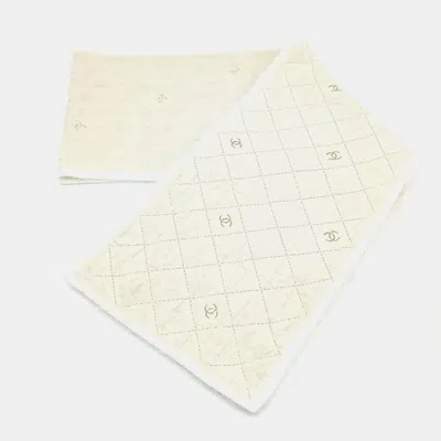 Pre-owned Chanel Ivroy Silk Scarf In White