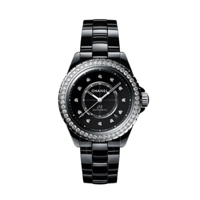 Pre-owned Chanel J12 Automatic Diamond Black Dial Ladies Watch H6526
