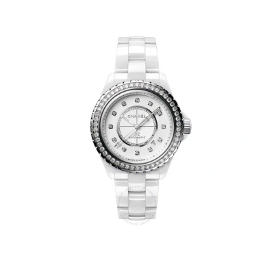 Pre-owned Chanel J12 Automatic Diamond White Dial Ladies Watch H7189