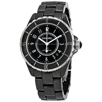 Pre-owned Chanel J12 Black Ceramic Automatic Midsize Unisex Watch H0685