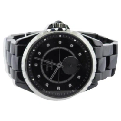 Pre-owned Chanel J12 Black Ceramic Diamond Watch H344