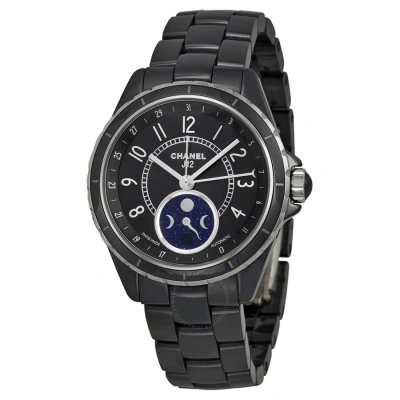 Pre-owned Chanel J12 Black Ceramic Moonphase Unisex Watch H3406