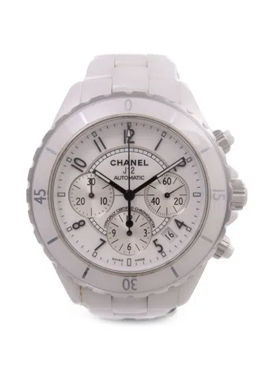 Pre-owned Chanel J12 Chronograph 41mm Watch In White
