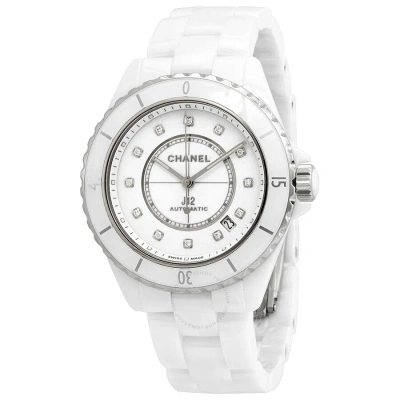 Pre-owned Chanel J12 Diamond White Dial Ladies Watch H5705