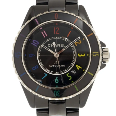 Pre-owned Chanel J12 Electro Watch Hand Wind Ladies Watch H7122 In Black / Rainbow