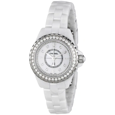 Pre-owned Chanel J12 Mother Of Pearl White Ceramic Ladies Watch H2572 In Mother Of Pearl / White