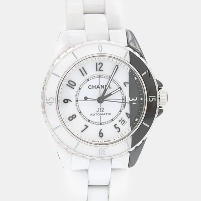 Pre-owned Chanel J12 Paradox H6515 Automatic Ceramic Stainless Steel Men's Wristwatch 39 Mm In White