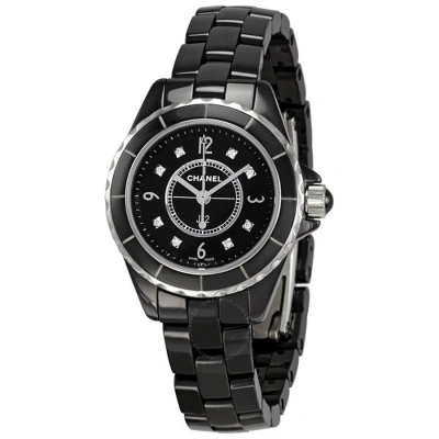 Pre-owned Chanel J12 Quartz Black Ladies Watch H2569