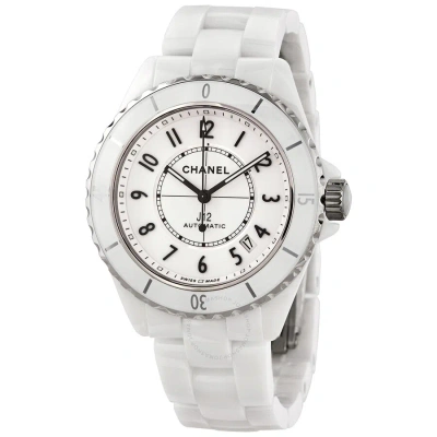 Pre-owned Chanel J12 White Dial Ladies Watch H5700 In Black / White