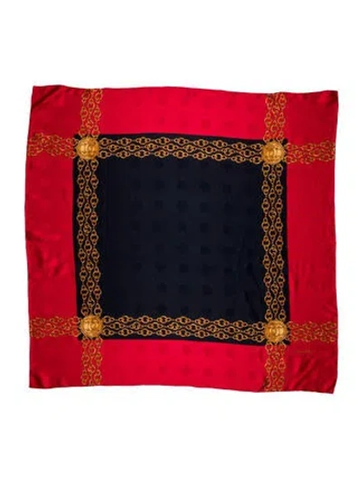 Pre-owned Chanel Jacquard Silk Scarf In Red