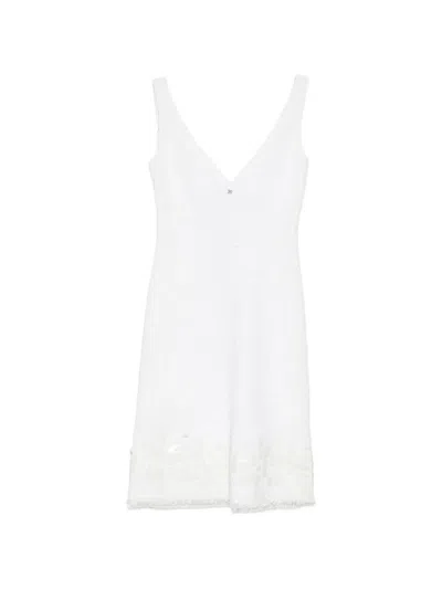 Pre-owned Chanel Jacquarded Sleeveless Dress In White