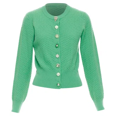 Pre-owned Chanel Jade Cashmere Blend Button Cardigan In Green