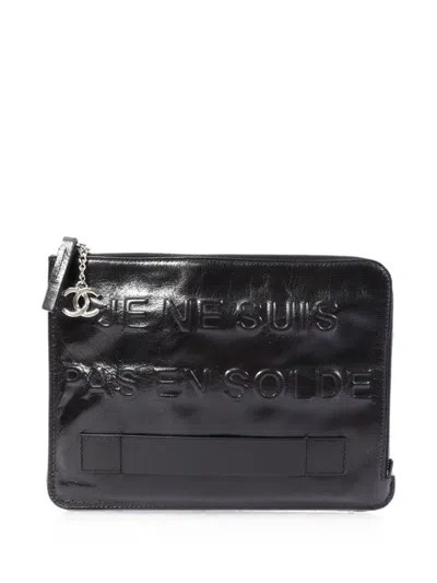 Pre-owned Chanel Je Ne Suis Pas En Solde Clutch Bag In Black