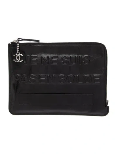 Pre-owned Chanel Je Ne Suis Pas En Solde Clutch In Black
