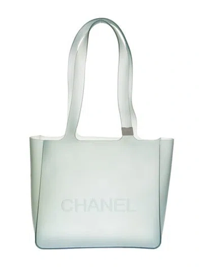 Pre-owned Chanel Jelly Logo Tote In Blue