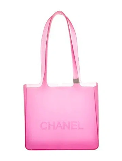 Pre-owned Chanel Jelly Logo Tote In Pink